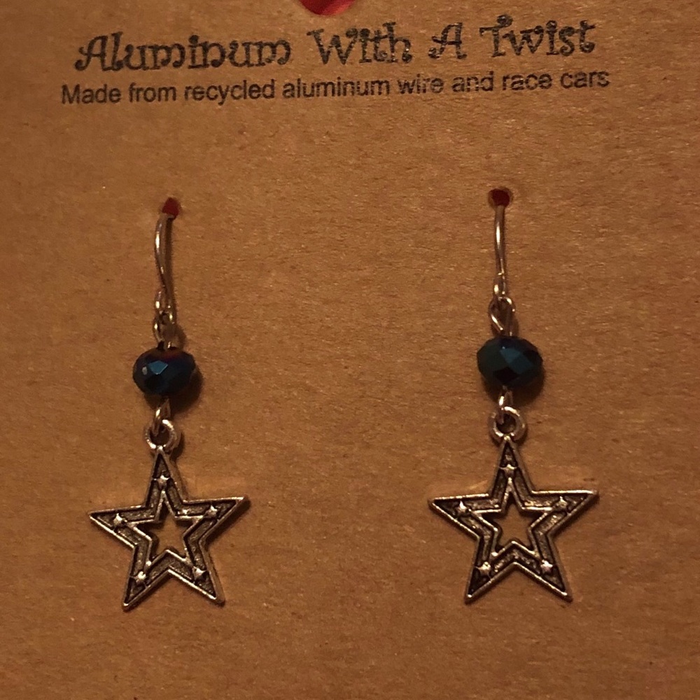 Handmade blue star earrings